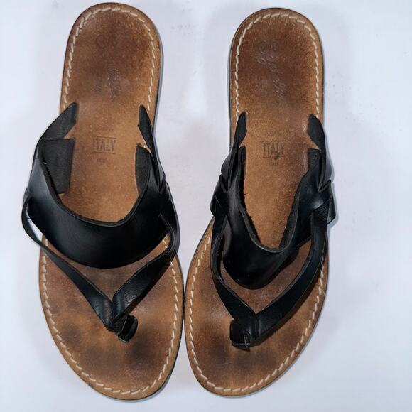 Seychelles Mosaic Slide Flip Flop Women's Size 8 Black Leather Made in Italy - Picture 3 of 8